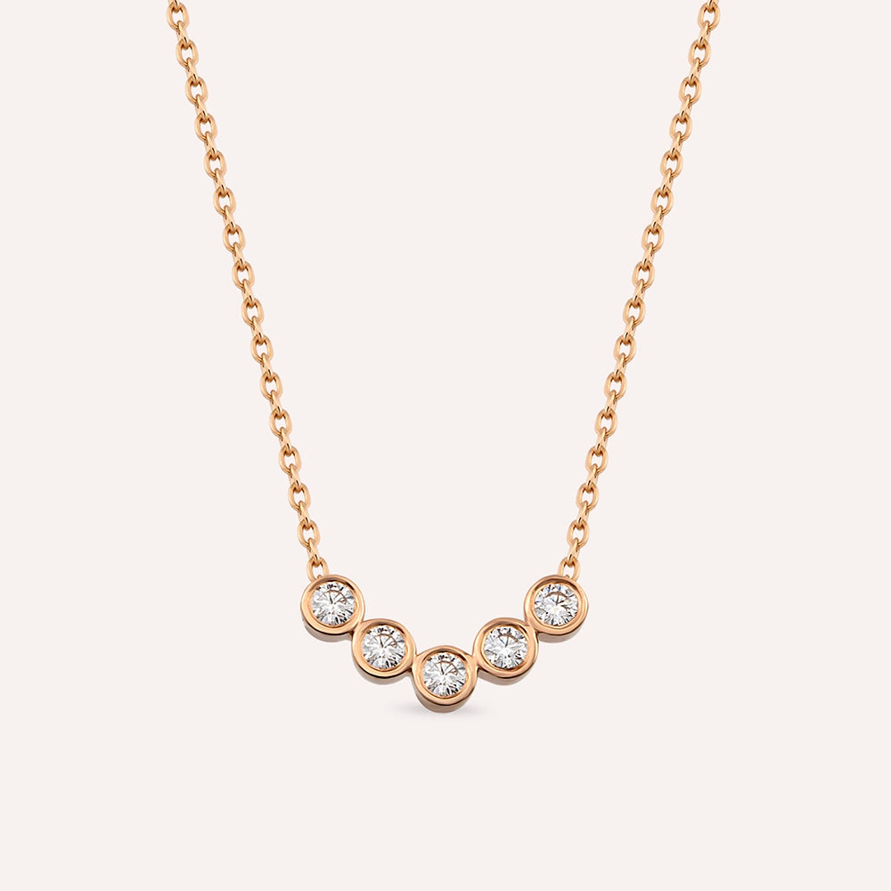 0.21 CT Pırlanta Taşlı Rose Altın Kolye