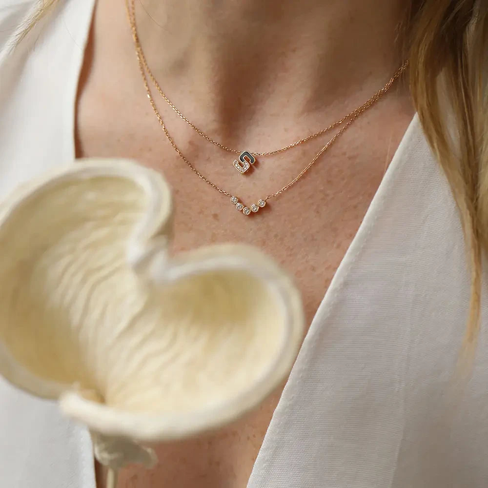 0.21 CT Pırlanta Taşlı Rose Altın Kolye
