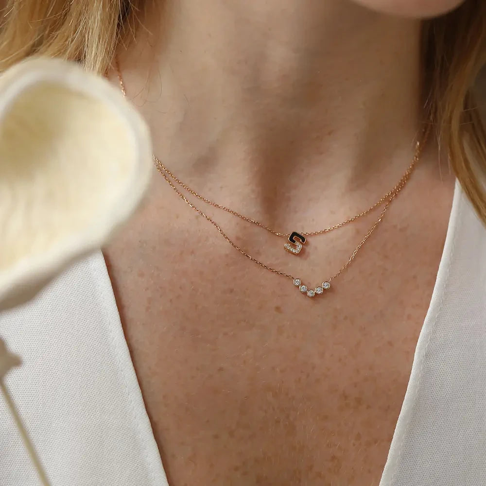 0.21 CT Pırlanta Taşlı Rose Altın Kolye