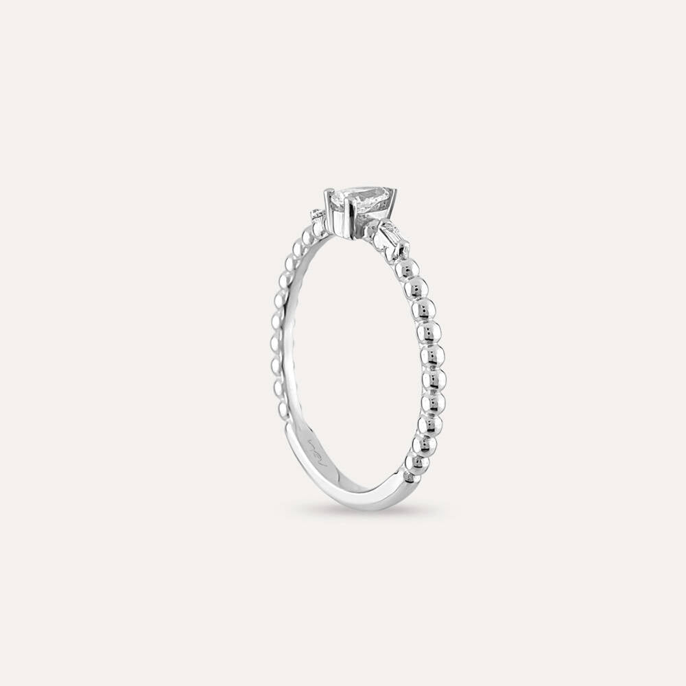 0.22 CT Damla Kesim Pırlanta Taşlı Beyaz Altın Yüzük