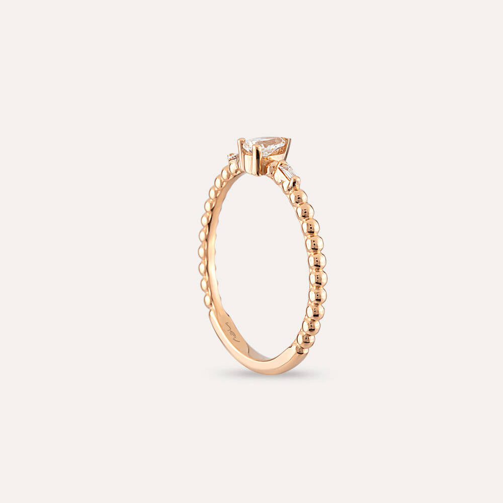 0.22 CT Damla Kesim Pırlanta Taşlı Rose Altın Yüzük