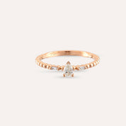 0.22 CT Damla Kesim Pırlanta Taşlı Rose Altın Yüzük