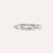 0.23 CT Pırlanta Taşlı Beyaz Altın Sarmal Yüzük
