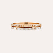 0.24 CT Baget Pırlanta Taşlı Çift Sıra Yarımtur Rose Altın Yüzük