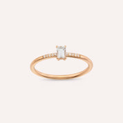 0.25 CT Baget Pırlanta Taşlı Rose Altın Yüzük