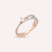 0.26 CT Damla Kesim Pırlanta Taşlı Rose ve Beyaz Altın Yüzük