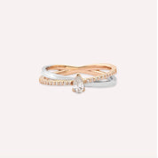 0.26 CT Damla Kesim Pırlanta Taşlı Rose ve Beyaz Altın Yüzük