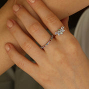 0.27 CT Multicolor Safir Taşlı Yarımtur Beyaz Altın Yüzük