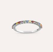 0.27 CT Multicolor Safir Taşlı Yarımtur Beyaz Altın Yüzük