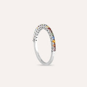 0.27 CT Multicolor Safir Taşlı Yarımtur Beyaz Altın Yüzük