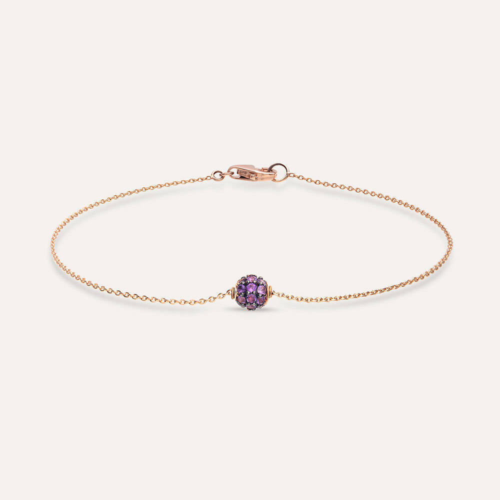 0.28 CT Ametist Taşlı Rose Altın Top Bileklik