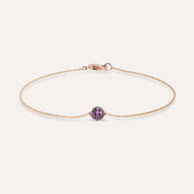 0.28 CT Ametist Taşlı Rose Altın Top Bileklik