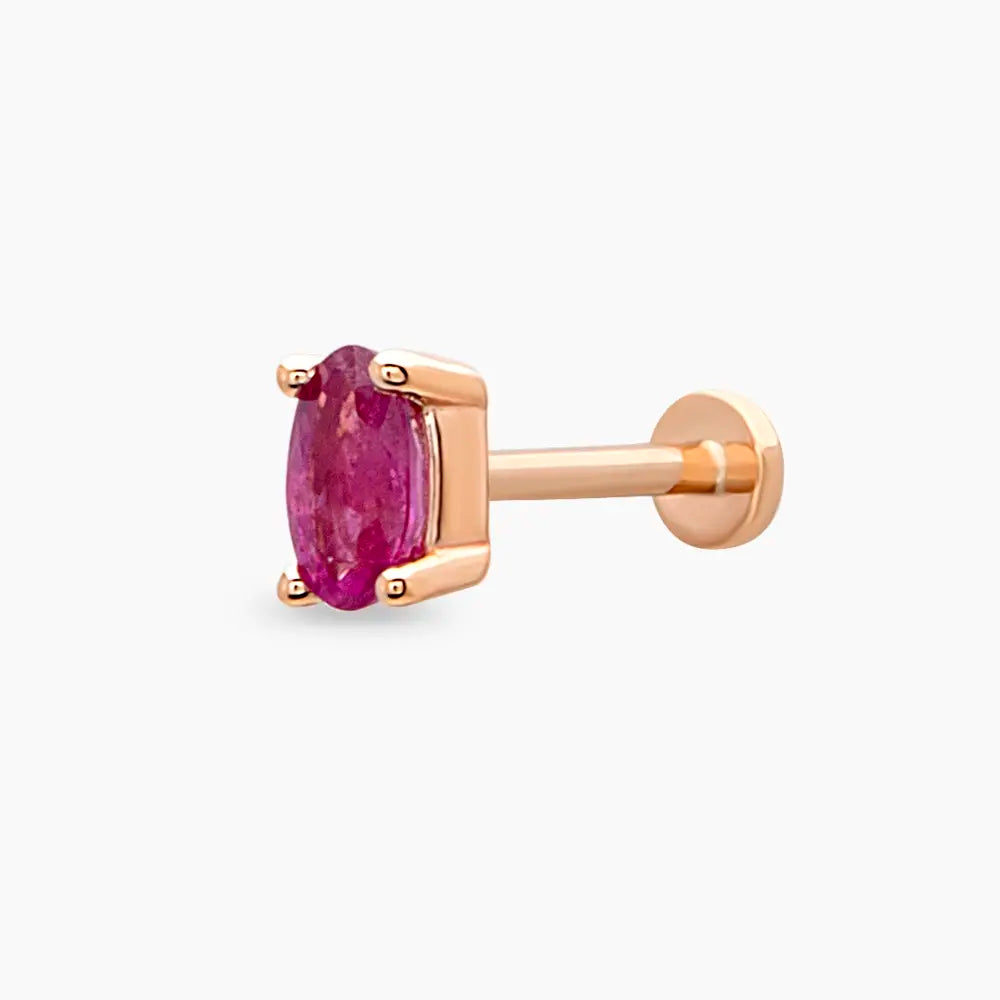 0.29 CT Oval Kesim Yakut Taşlı Rose Altın Piercing