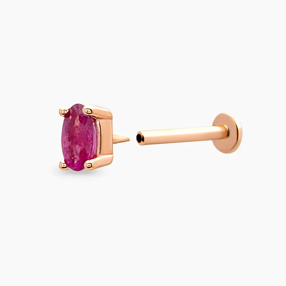 0.29 CT Oval Kesim Yakut Taşlı Rose Altın Piercing