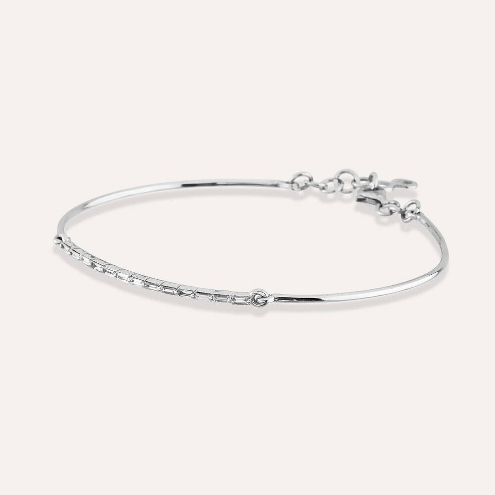 0.33 CT Baget Kesim Pırlanta Taşlı Beyaz Altın Bileklik