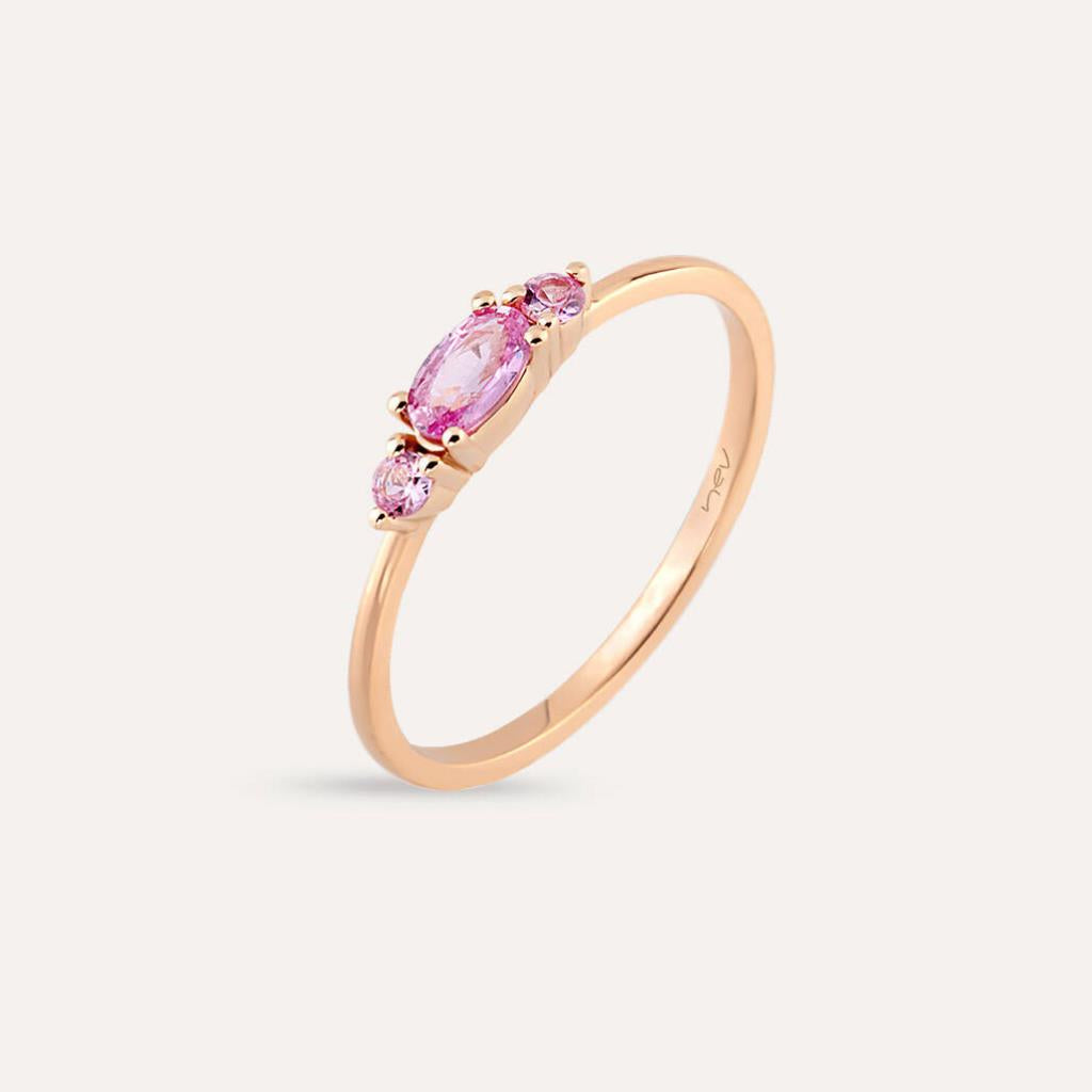 0.35 CT Pink Safir Taşlı Rose Altın Yüzük