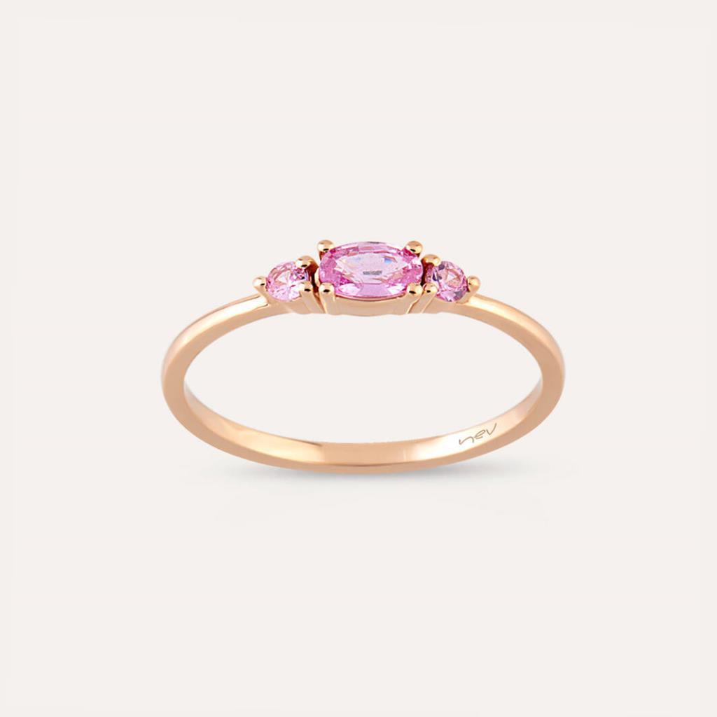 0.35 CT Pink Safir Taşlı Rose Altın Yüzük