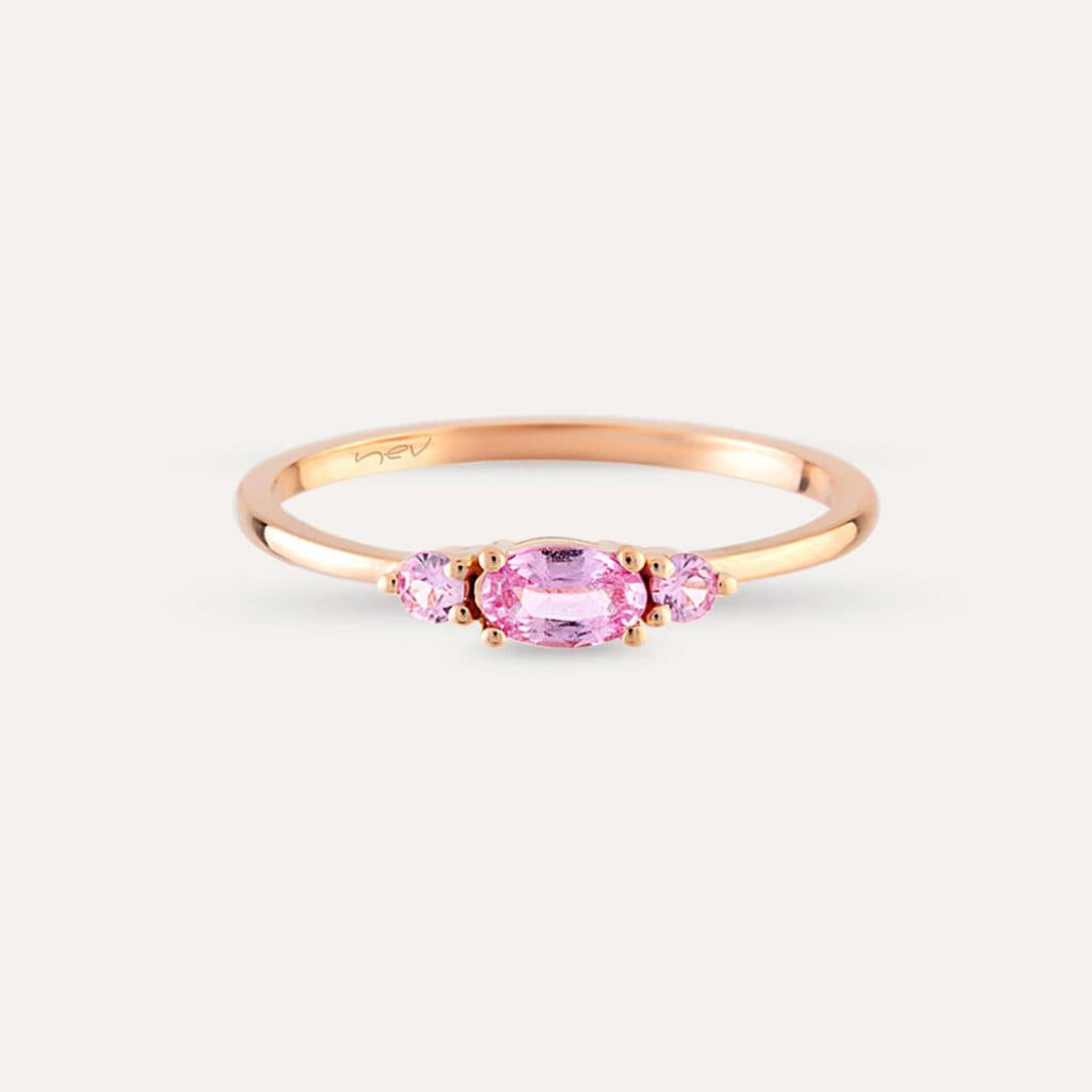 0.35 CT Pink Safir Taşlı Rose Altın Yüzük