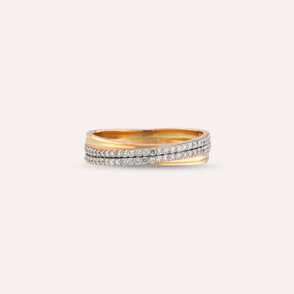 0.35 CT Pırlanta Taşlı Yarım Tur Rose Altın Yüzük