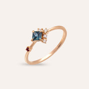 0.38 CT Multicolor Safir ve Yakut Taşlı Rose Altın Yüzük