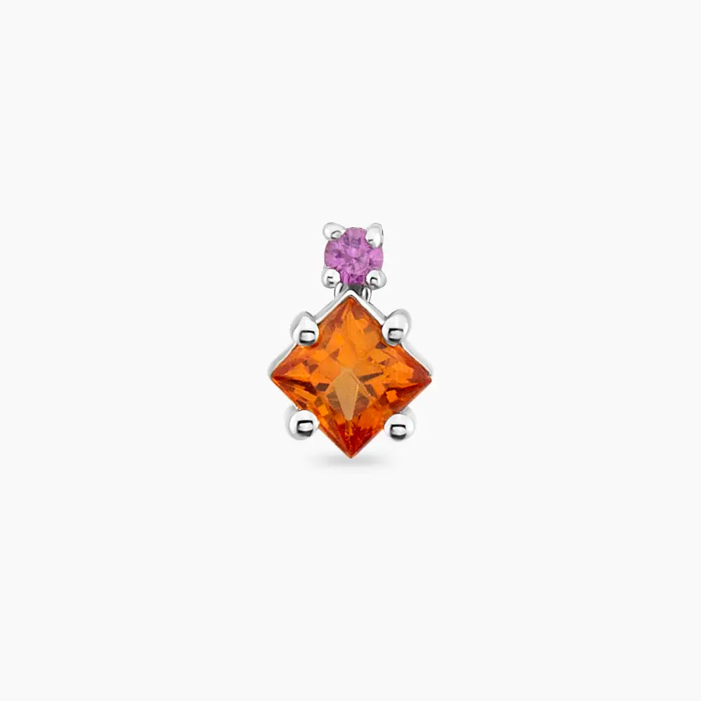 0.39 CT Multicolor Safir ve Pırlanta Taşlı Beyaz Altın Piercing
