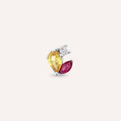 0.40 CT Multicolor Safir ve Yakut Taşlı Beyaz Altın Piercing