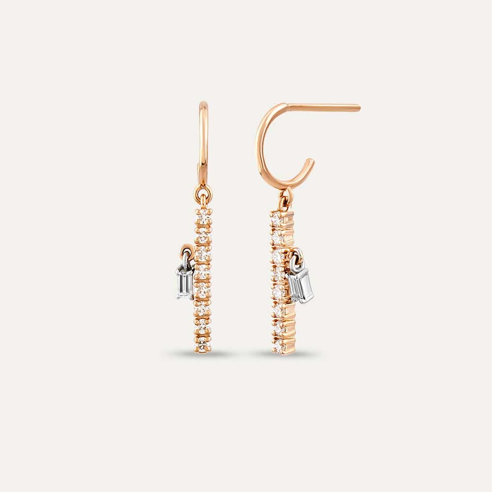 0.40 CT Pırlanta Taşlı Sallantılı Küpe