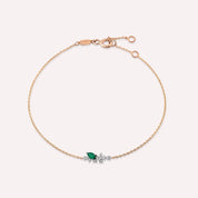 0.41 CT Zümrüt ve Pırlanta Taşlı Rose Altın Bileklik