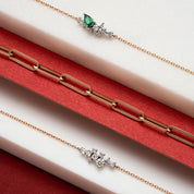 0.41 CT Zümrüt ve Pırlanta Taşlı Rose Altın Bileklik