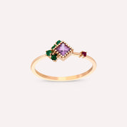 0.42 CT Multicolor Safir, Zümrüt ve Yakut Taşlı Yüzük