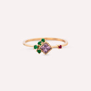 0.42 CT Multicolor Safir, Zümrüt ve Yakut Taşlı Yüzük