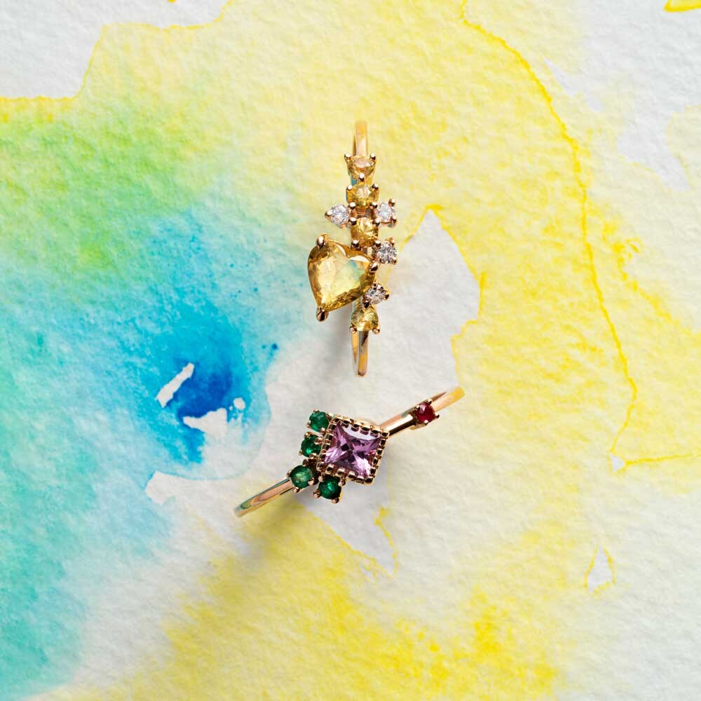 0.42 CT Multicolor Safir, Zümrüt ve Yakut Taşlı Yüzük