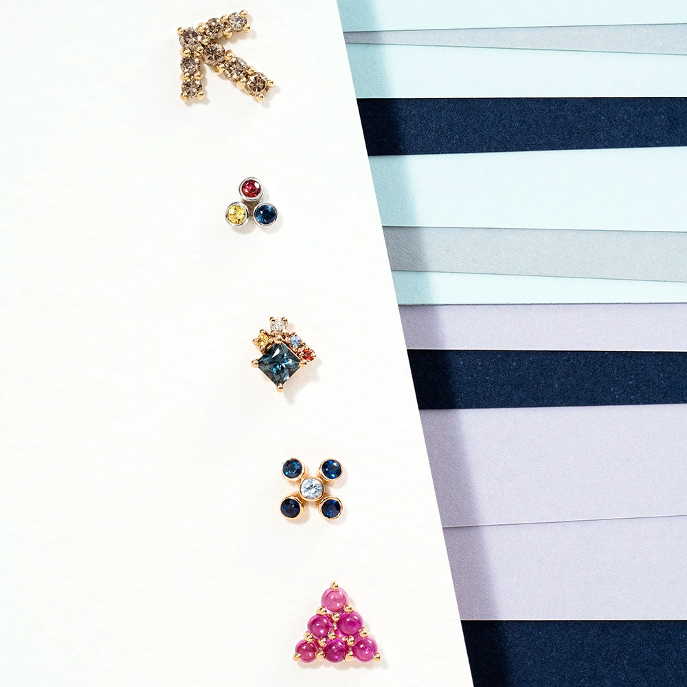 0.43 CT Multicolor Safir ve Pırlanta Taşlı Tek Küpe