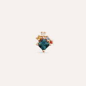 0.43 CT Multicolor Safir ve Pırlanta Taşlı Tek Küpe