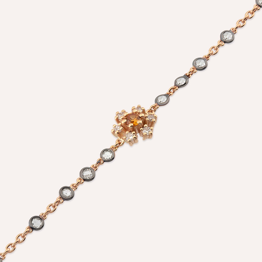 0.46 CT Orange Safir ve Elmas Taşlı Rose Altın Bileklik