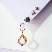 0.49 CT Multicolor Safir ve Pırlanta Taşlı Rose Altın Piercing