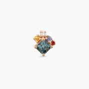 0.49 CT Multicolor Safir ve Pırlanta Taşlı Rose Altın Piercing