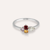 0.51 CT Multicolor Safir ve Pırlanta Taşlı Beyaz Altın Yüzük