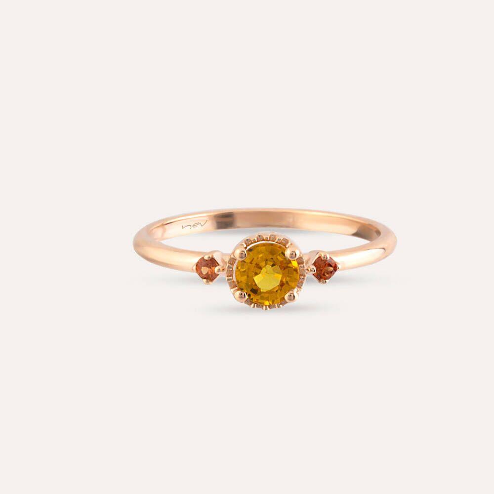 0.54 CT Yellow ve Orange Safir Taşlı Rose Altın Yüzük - Tufanlar Kuyumculuk