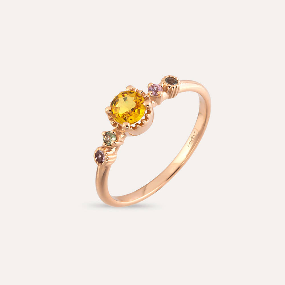 0.55 CT Multicolor Safir Taşlı Rose Altın Yüzük