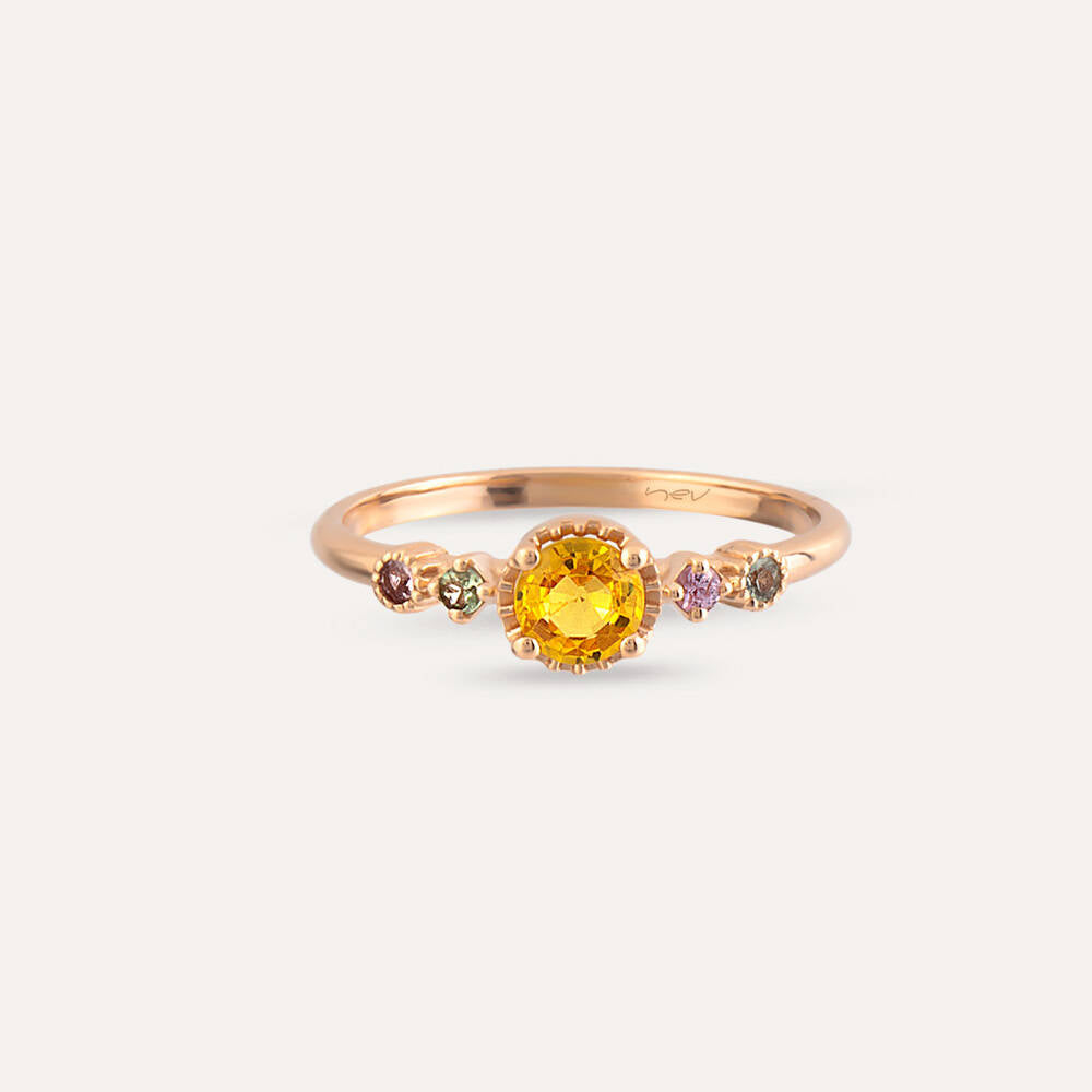 0.55 CT Multicolor Safir Taşlı Rose Altın Yüzük