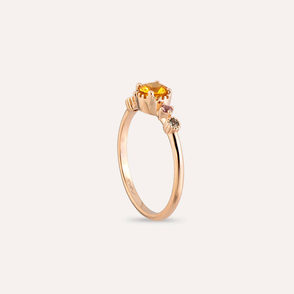 0.55 CT Multicolor Safir Taşlı Rose Altın Yüzük