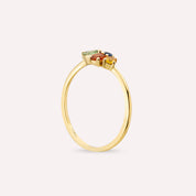 0.55 CT Multicolor Safir Taşlı Sarı Altın Yüzük