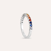 0.56 CT Multicolor Safir Taşlı Yarımtur Beyaz Altın Yüzük