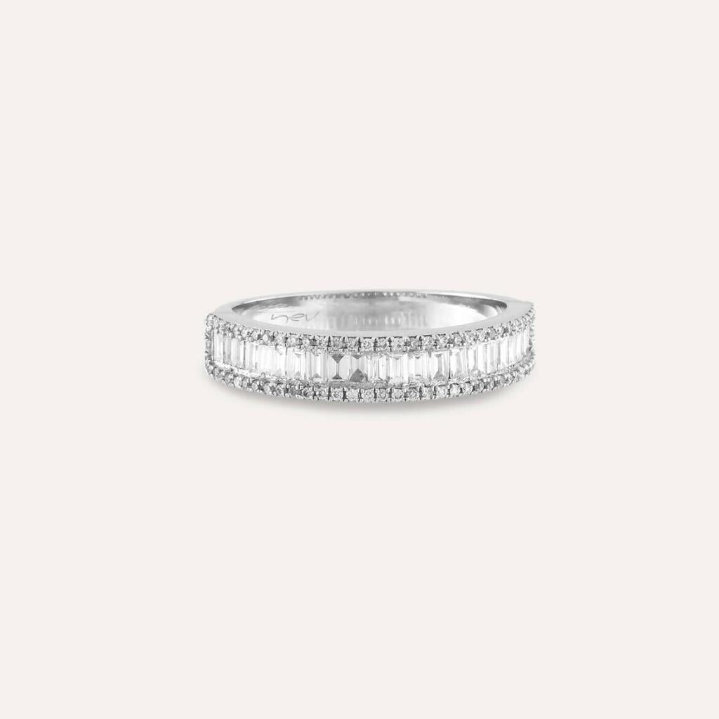 0.59 CT Baget Pırlanta Taşlı Yarımtur Yüzük