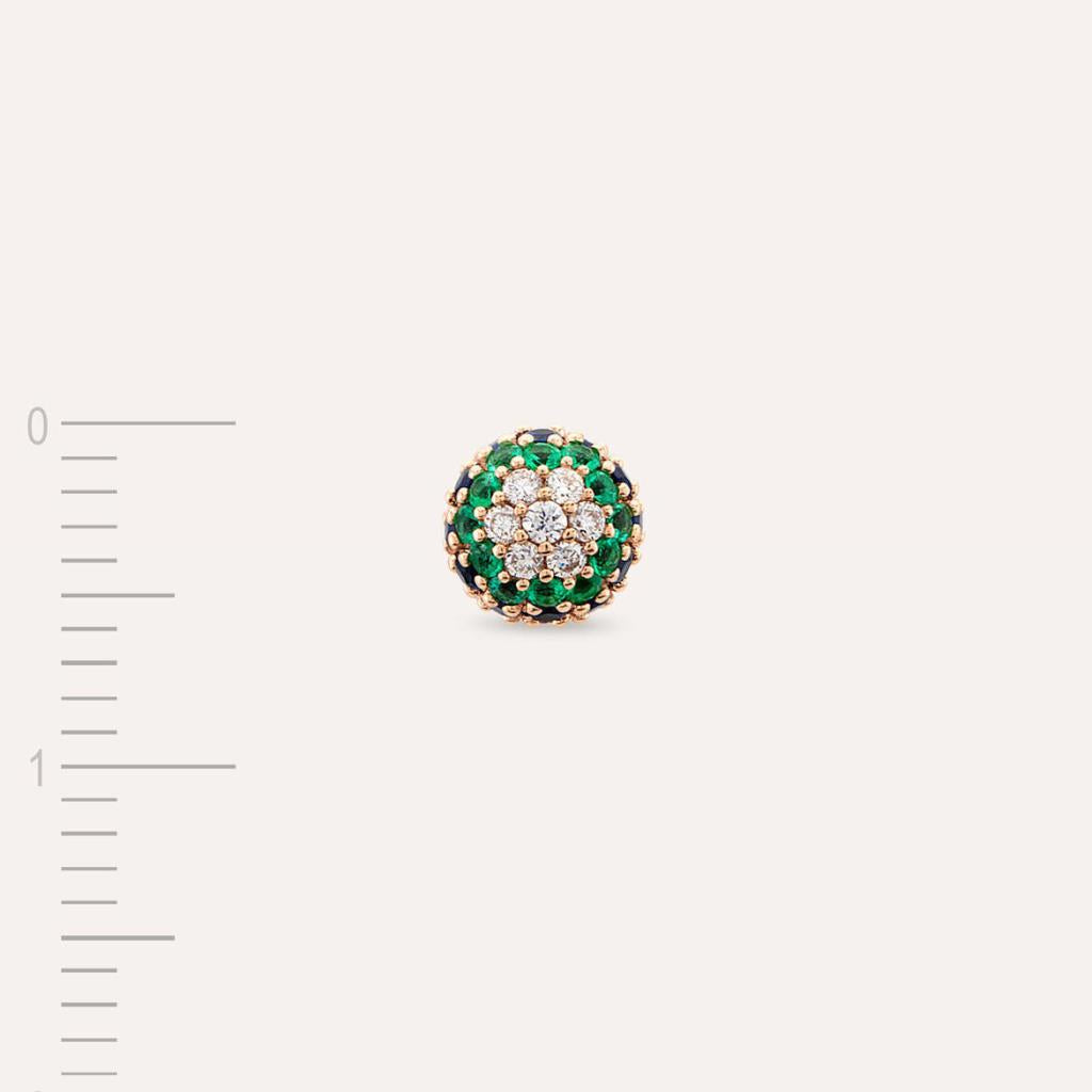 0.60 CT Çok Renkli Taşlı Rose Altın Top Tek Küpe