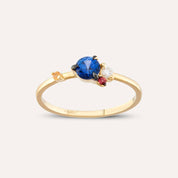 0.60 CT Multicolor Safir ve Pırlanta Taşlı Sarı Altın Yüzük
