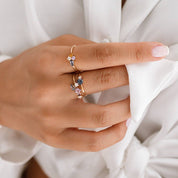 0.60 CT Multicolor Safir ve Pırlanta Taşlı Sarı Altın Yüzük