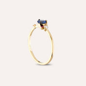 0.60 CT Multicolor Safir ve Pırlanta Taşlı Sarı Altın Yüzük