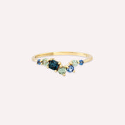 0.62 CT Multicolor Safir Taşlı Sarı Altın Yüzük